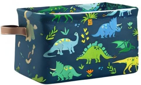 Rectangular Storage Bin Dinosaur Basket with Handles - Organizer Bin for Toys, Books, Laundry Basket for Kids/Pets, Playroom