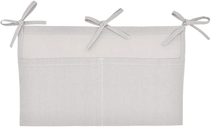 Linen Baby Bedside Hanging Storage Bag,2 Pockets Organizer for Baby Cribs and Toys (Light Gray)