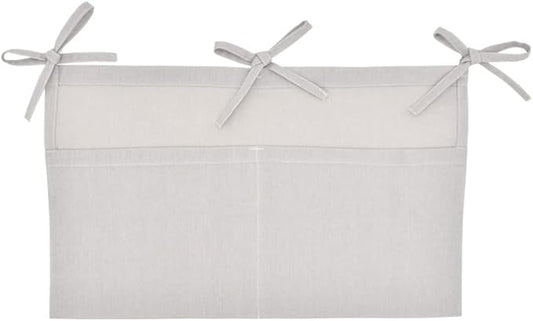 Linen Baby Bedside Hanging Storage Bag,2 Pockets Organizer for Baby Cribs and Toys (Light Gray)
