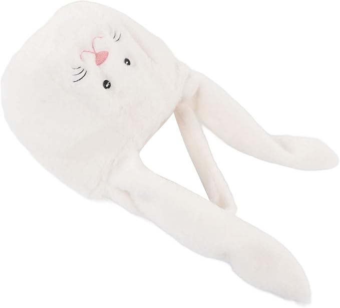 Spryflower Plush Easter Bunny Basket, Children Easter Basket, Cute Cartoon Long Ears Bunny Egg Basket, Soft Plush Easter Gift Bag for Kids, Perfect for Easter Egg Hunt and Family Gath (White)