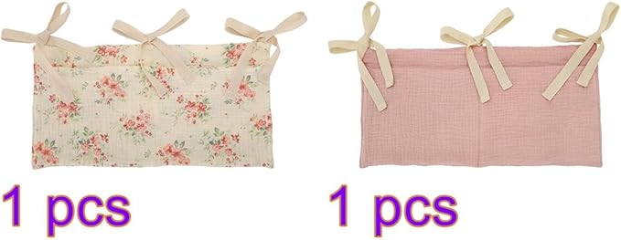 Eforcase 2PCS Baby Crib Organizer Cot Caddy Bed Storage Bag Hanging Pocket Diaper Nursery Organizer Bed Hanging Organizer Bag