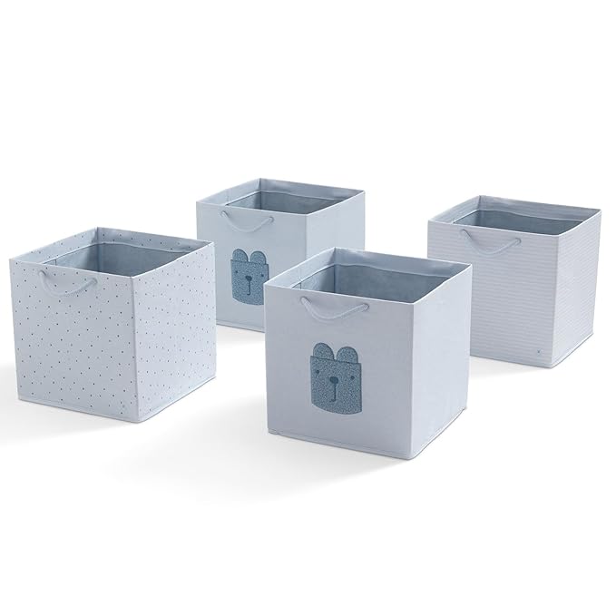 Delta Children Gap babyGap 4-Pack Brannan Bear Fabric Storage Bins with Handles, Blue