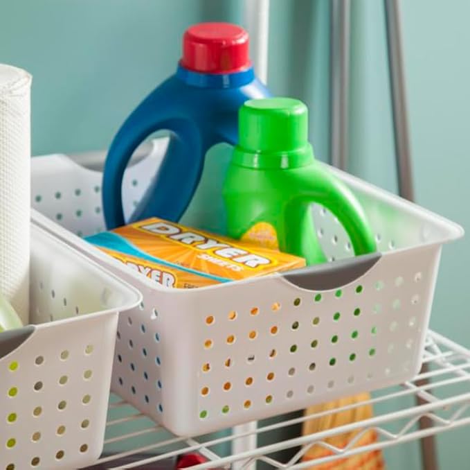 Large Ultra Basket, Open Storage Bin to Organize Closets, Cabinets, Pantry, Shelving and Countertop Space, White, Pack of 2