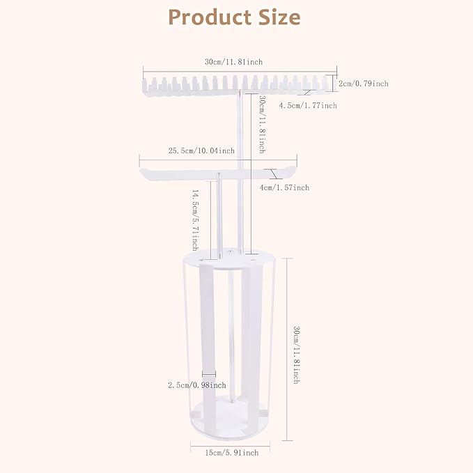 cherrboll Rotating Hair Bows Holder Stand, Headbands Organizer Scrunchies Claw Clips Rack Display Necklace Bracelet Hanger, Hair Accessories Storage Nursery Room Decor for Baby Toddler Girls