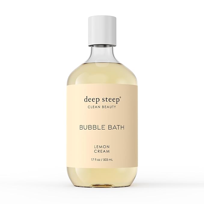 Deep Steep Lemon Cream Bubble Bath for Women, Hypoallergenic, Clinically Tested, Clean Formula for Sensitive Skin, Sulfate-Free, 17 fl oz Bottle, Essential Bath Accessories