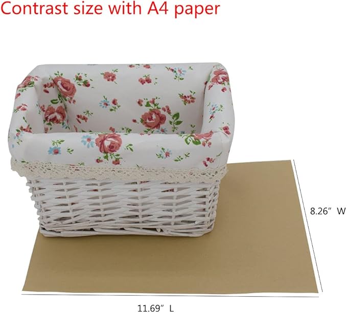 KINGWILLOW Woven Rectangular Wicker Storage Basket,Small Organizer Box