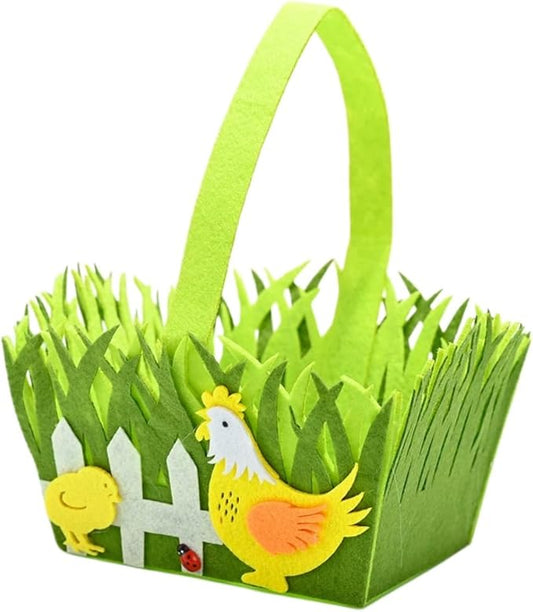 Easter Simulation Lawn Decoration Basket - Easter Bunny and Chick Holiday Storage Basket (B)