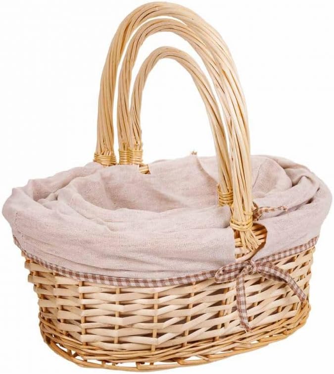 Wicker Lined Baskets Set 3 Pieces