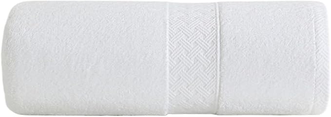 3 Pack Satin Striped Cotton Towels, Thick Bath Towels, 120-140 GSM, 35x75cm(White)