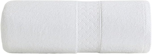 3 Pack Satin Striped Cotton Towels, Thick Bath Towels, 120-140 GSM, 35x75cm(White)