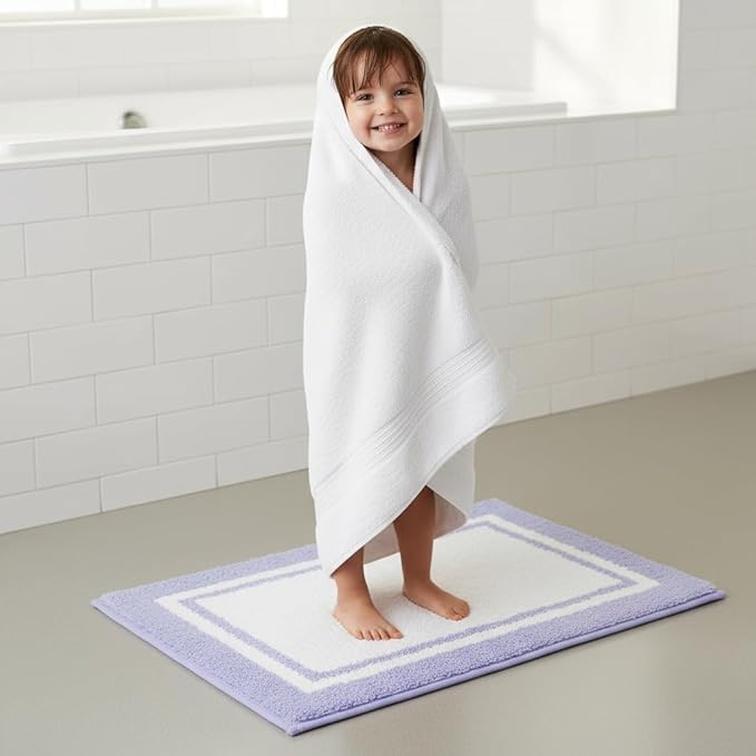 GRANNY SAYS Microfiber Bathroom Rugs Non Slip Washable, Water Absorbent Bathroom Mats for Tub, Soft Bath Mats for Bath Floor & Shower, Bath Rug, 20" x 32", Purple