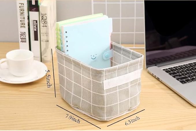 Fabic Storage Basket Baby Nursery Basket College Dorm Basket For Makeup, Book 7.9"*6.3"*5.5" - 4 pack