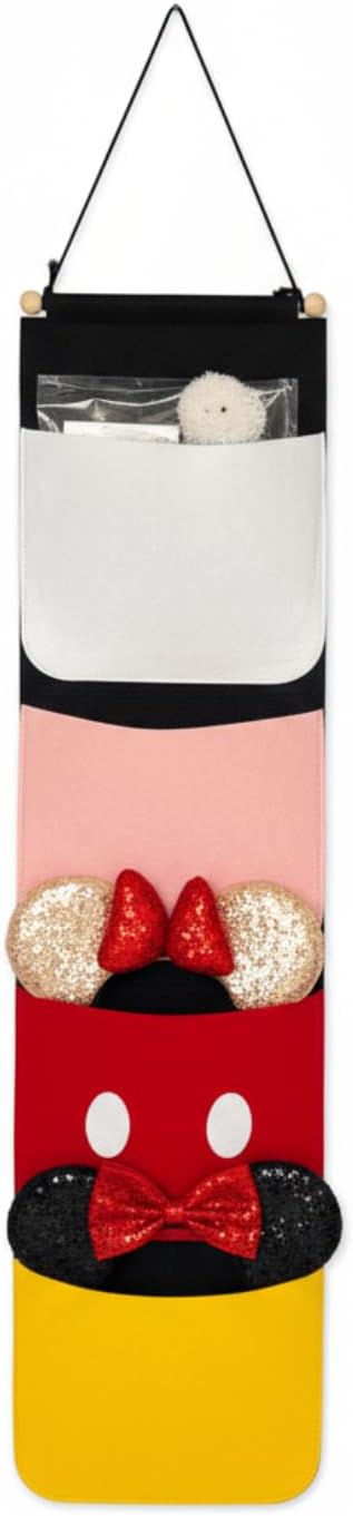 Princess Fish Extender for Cruise Door Gift Exchange, 4 Pocket Felt Hanging Organizer with Colorful Designs, HTV/Iron-On Personalized Door Hanger for Family Cruises (Mouse)