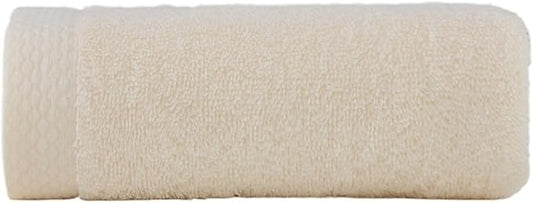3 Pack Solid Color Cotton Towels, Bath and Face Towels Set, 32S, 92g(Beige)