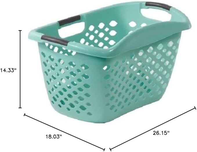 Home Logic 1.8-Bu Large-Capacity Hip Grip Laundry Basket, Teal Splash