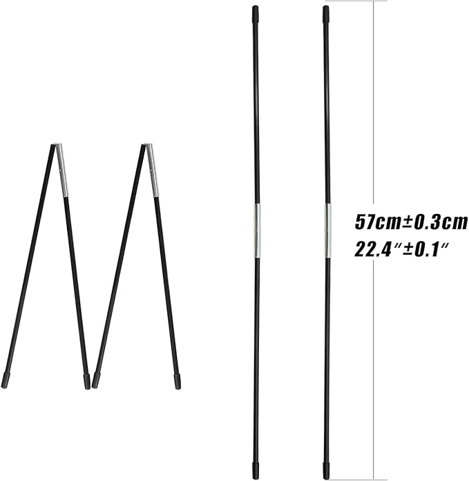 DOKEHOM [4 Pack] 22.4-Inches Fiberglass Rods for Slim Plus 25" Laundry Hamper on Wheels (Black)
