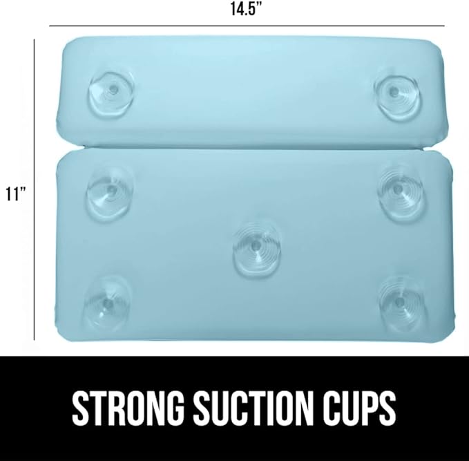 GORILLA GRIP Bath Pillow for Tub, Strong Suction Cups, Luxury Bathtub Pillows, Headrest Neck and Back Support, Relaxing Hot Tub and Home Spa Accessories, Bathroom Essentials, Gifts for Women, Blue