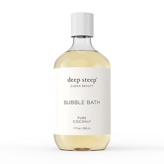 Deep Steep Pure Coconut Bubble Bath for Women, Hypoallergenic, Clinically Tested, Clean Formula for Sensitive Skin, Sulfate-Free, 17 fl oz Bottle, Essential Bath Accessories