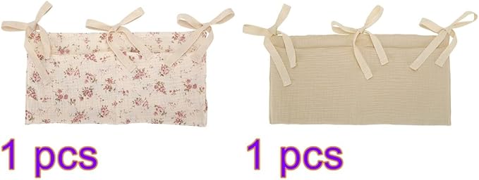Eforcase 2PCS Baby Crib Organizer Cot Caddy Bed Storage Bag Hanging Pocket Diaper Nursery Organizer Bed Hanging Organizer Bag