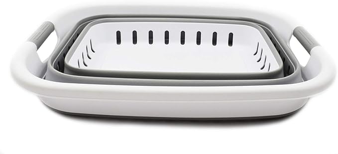 1 CASE of SAMMART 37L (9.77 gallon) Collapsible Plastic Laundry Basket - Foldable Pop Up Storage Container/Organizer - Space Saving Hamper/Basket (11, White/Grey)