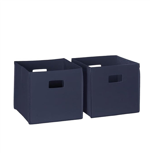 RiverRidge Folding Storage Bins with Handles Navy Cube Storage Organizer for Closet, Bedroom & Playroom - Closet Organizers Set of 2