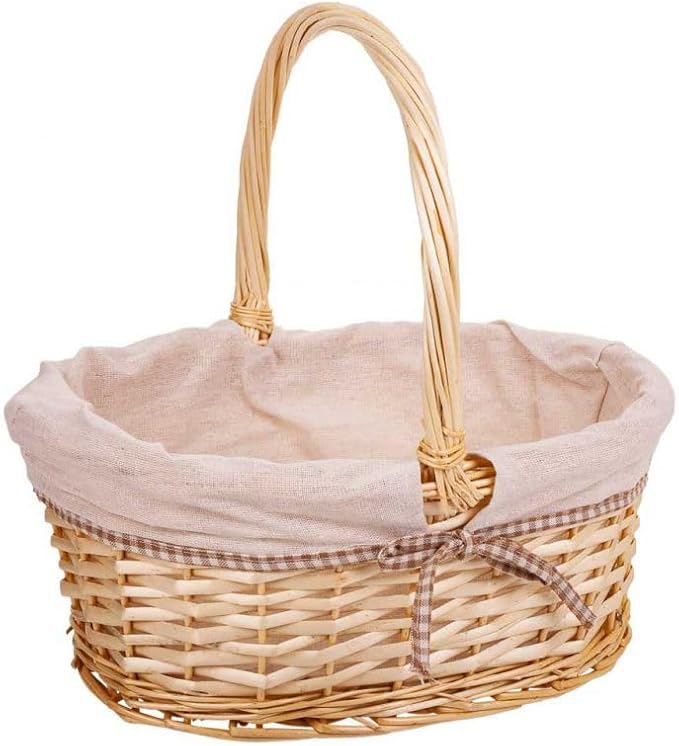 Wicker Lined Baskets Set 3 Pieces