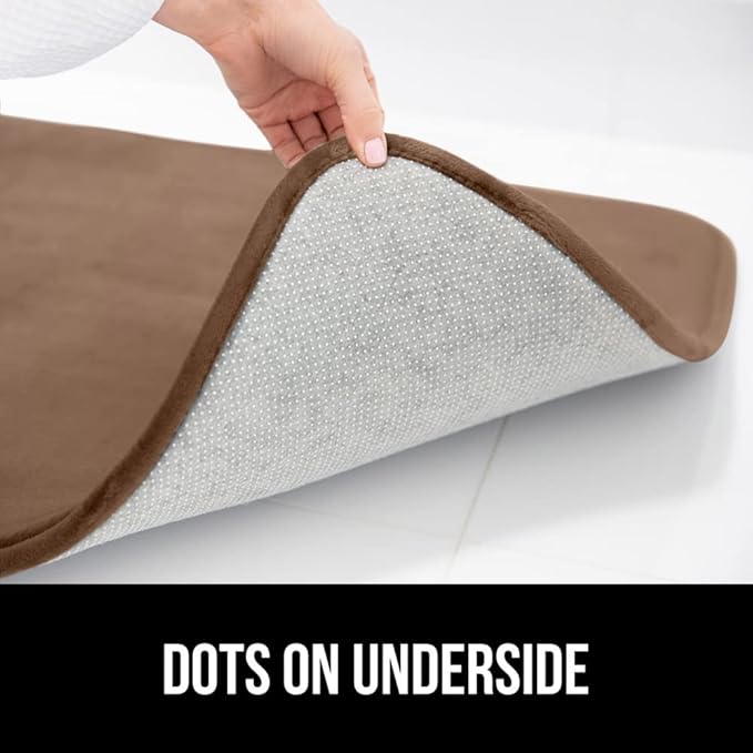 GORILLA GRIP Memory Foam Bath Mat, Soft Absorbent Velvet Bathroom Mats, Durable Dots on Underside, Machine Washable Bathmat, Carpet Rug Room Decor for Shower Tub Floor RV, 30x20 Rugs, Taupe