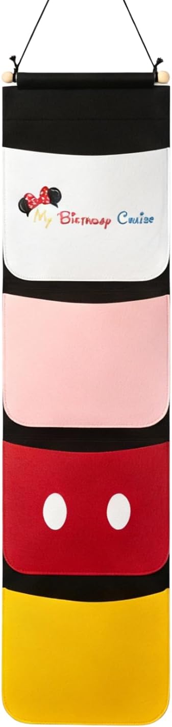 Princess Fish Extender for Cruise Door Gift Exchange, 4 Pocket Felt Hanging Organizer with Colorful Designs, HTV/Iron-On Personalized Door Hanger for Family Cruises (Birthday)
