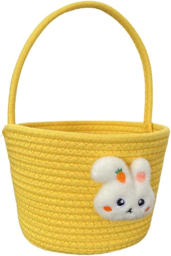 Easter Basket, Easter Bunny Baskets with Handle, Easter Gift Baskets, Egg Buckets Gifts Tote Bags Egg Basket for Easter Party