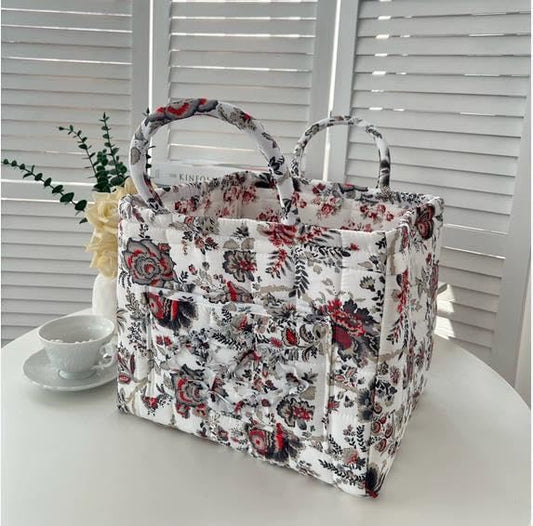 Boho Fabric Storage Basket, Large Capacity Laundry Basket, 12.2'' x 10.23'' x 10.23'' Collapsible Laundry Hamper with Easy Carry Handles (E Multi-Color 5, L)