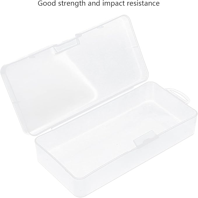 Pssopp 7.2 x 3.5 x 1.8in Rectangular Empty Mini Clear Plastic Organizer Storage Box White Lid with Clear Base for Small Items Other Craft Projects