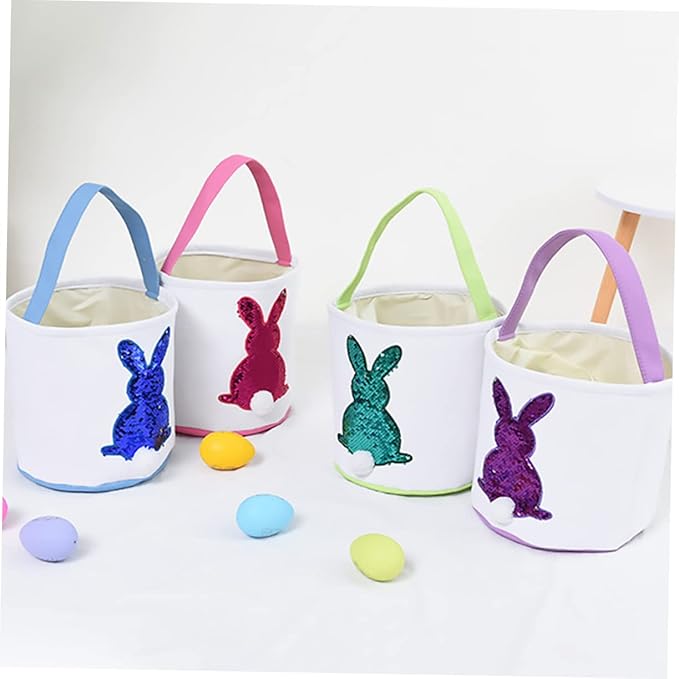 1pc Easter Bunny Basket Portable Candy Storage Bag for Party Decoration Adorable Design Durable Craftsmanship for Home and Event Use
