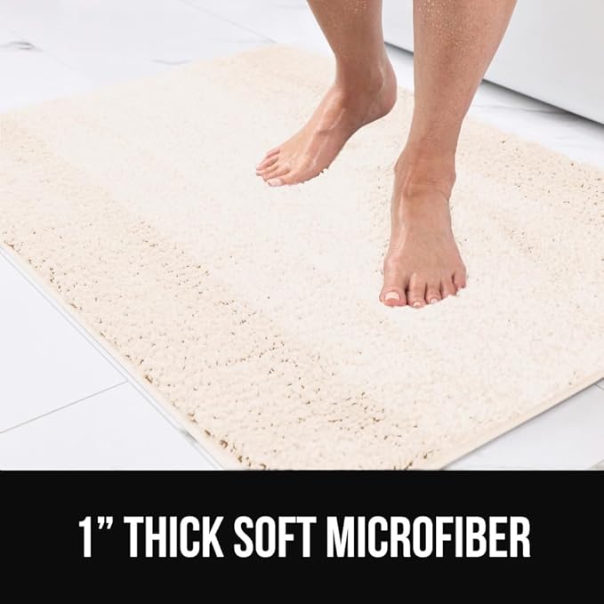 GORILLA GRIP Soft Plush Bathroom Rugs with Textured Rubber Backing, 34 x 24 Absorbent Quick Dry Bath Mat, Machine Washable Shower Mats, Home Décor Accessories, Bathmat Rug Floor Essentials, Ivory