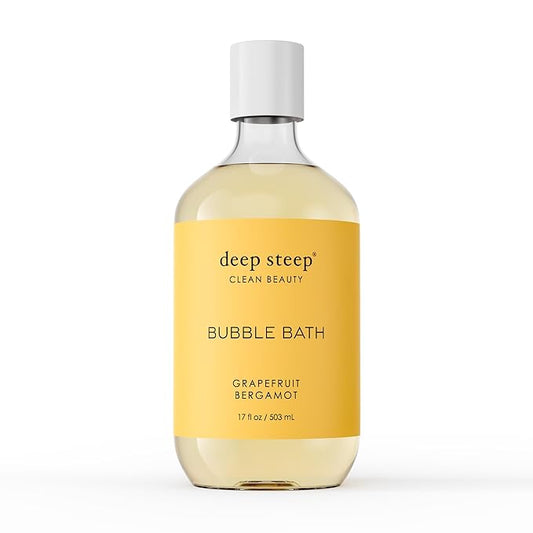 Deep Steep Grapefruit Bergamot Bubble Bath for Women, Hypoallergenic, Clinically Tested, Clean Formula for Sensitive Skin, Sulfate-Free, 17 fl oz Bottle, Essential Bath Accessories