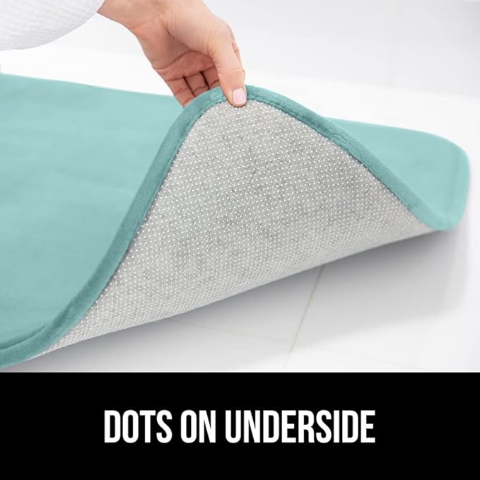 GORILLA GRIP Memory Foam Bath Mat, Soft Absorbent Velvet Bathroom Mats, Durable Dots on Underside, Machine Washable Bathmat, Carpet Rug Room Decor for Shower Tub Floor RV, 36x24 Rugs, Seablue