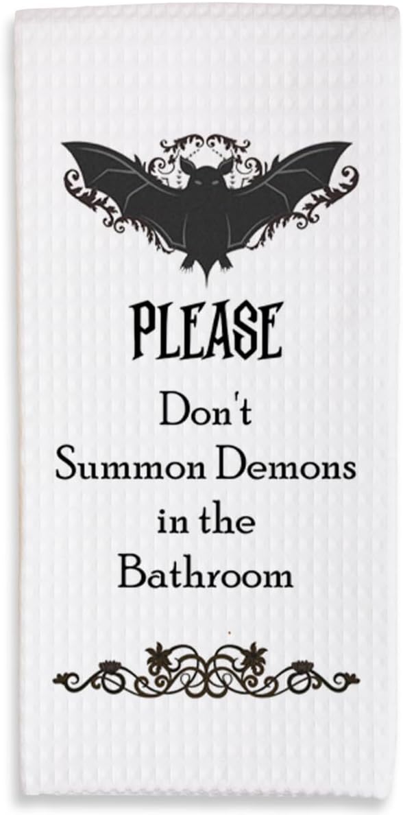 Absorbent Bathroom Towels - Please Don't Summon Demons In The Bathroom - 16 x 24 Inches Decorative Fast Drying Bath Hand Dish Towels - Home Bath Funny Decor & Supplies Gifts For Friends Family - A18