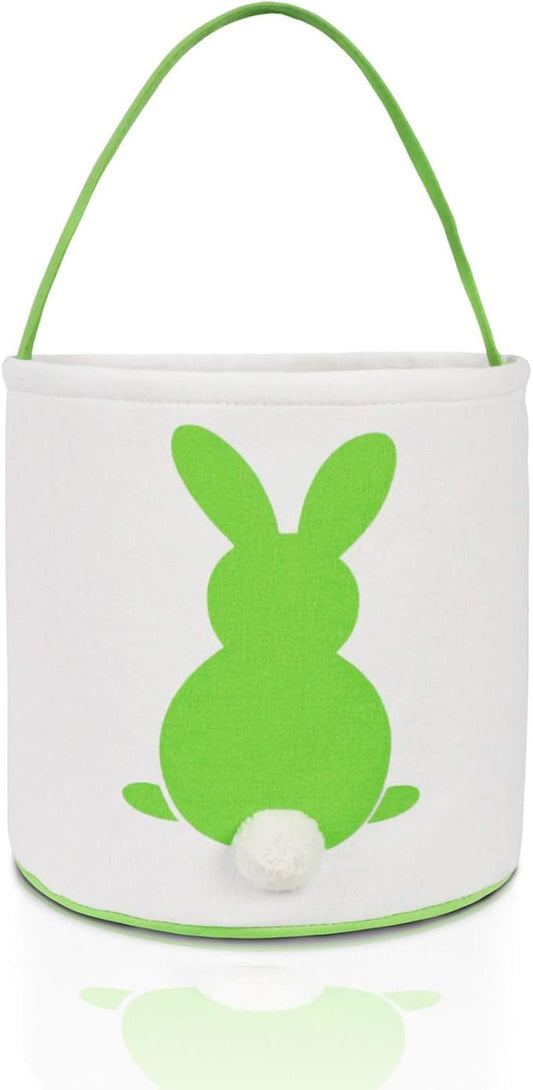 MONOBLANKS Easter Bunny Basket Bags, Rabbit Bucket Tote for Easter Egg Hunts Decorations Candy Gifts Storage (Green)