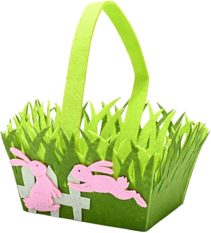 Easter Simulation Lawn Decoration Basket - Easter Bunny and Chick Holiday Storage Basket (C)