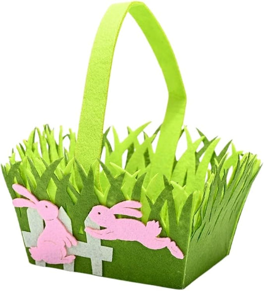 Easter Simulation Lawn Decoration Basket - Easter Bunny and Chick Holiday Storage Basket (C)