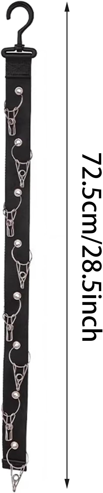 Plush Doll Hanging Storage Rope Display Rack with 8 Clips – Wall Hanging Organizer for Keychain Plushies, Mini Toys– Holds up to 3kg (2 PCS Black)