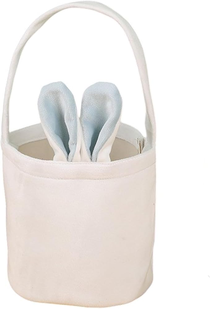 Custom Name Easter Tote Basket Cute Solid Colour Bunny Ears Basket Personalised Easter Bunny Bucket