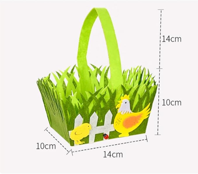 Easter Simulation Lawn Decoration Basket - Easter Bunny and Chick Holiday Storage Basket (C)