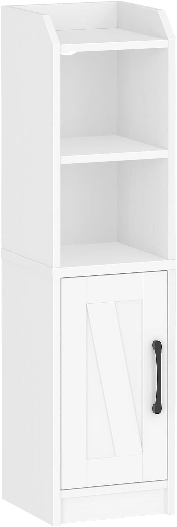 Bathroom Storage Cabinet, Small Farmhouse Corner Floor Cabinet with Door and Shelves, Narrow Toilet Paper Holder Stand, Bathroom Organizer with Adjustable Shelf, for Small Spaces, White