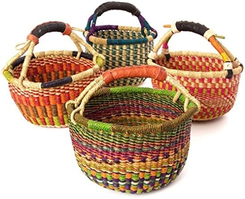 Children's Mini Bolga 7"- 9" Across African Bolga Ghana Basket Fair Trade toys Easter Eggs basket (COLORS VARY) 1 EA