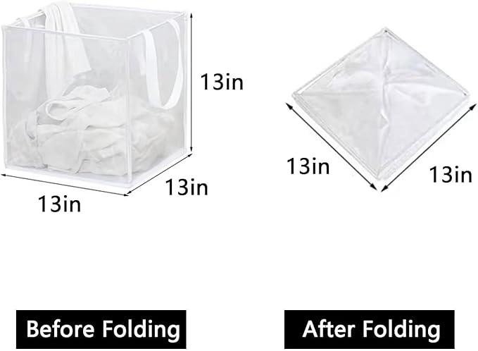 4 Pack Popup Laundry Hamper, Small Collapsible Mesh Laundry Baskets Dirty Clothes Basket with Handle Cube Storage Basket for Washing Storage,Toy Storage,Dorm and Travel(White,13 Inch)