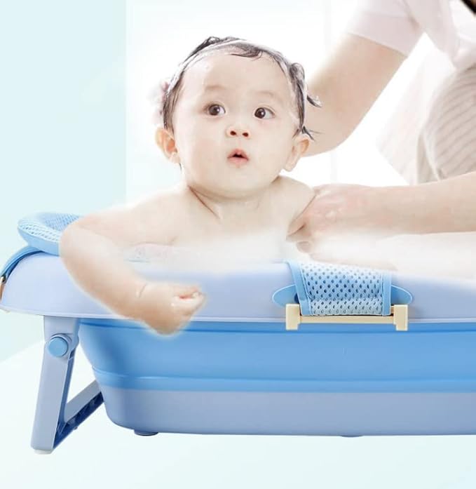 Adjustable Baby Bath Support Mesh Sling Non-Slip Infant Bathtub Shower Net Breathable Newborn Bath Cushion Pad Quick Drying Bathing Sling for Toddler Aged 0-3 (No Bathtub)