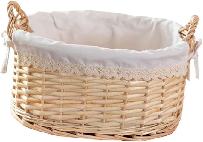 Woven Storage Basket for Desktop Organization Handcrafted Natural Beige Basket for Toys Cosmetics and Snacks Stylish Home Office Decor and Practical Storage