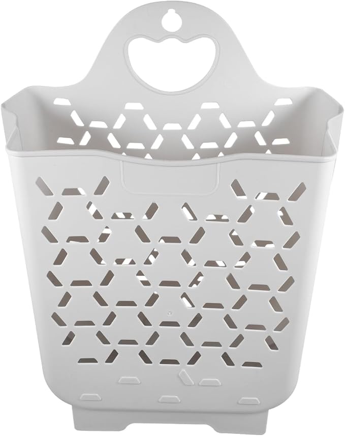 Amosfun Collapsible Hanging Laundry Basket Wall Mounted Foldable Laundry Hamper with Carry Handle Space-Saving Dirty Cloth Storage 15.15 X 11.79 X 6.69 Inch