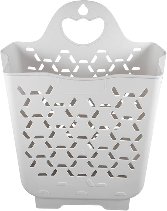 Amosfun Collapsible Hanging Laundry Basket Wall Mounted Foldable Laundry Hamper with Carry Handle Space-Saving Dirty Cloth Storage 15.15 X 11.79 X 6.69 Inch