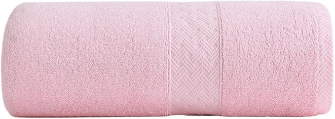 3 Pack Satin Striped Cotton Towels, Thick Bath Towels, 120-140 GSM, 35x75cm(Pink)